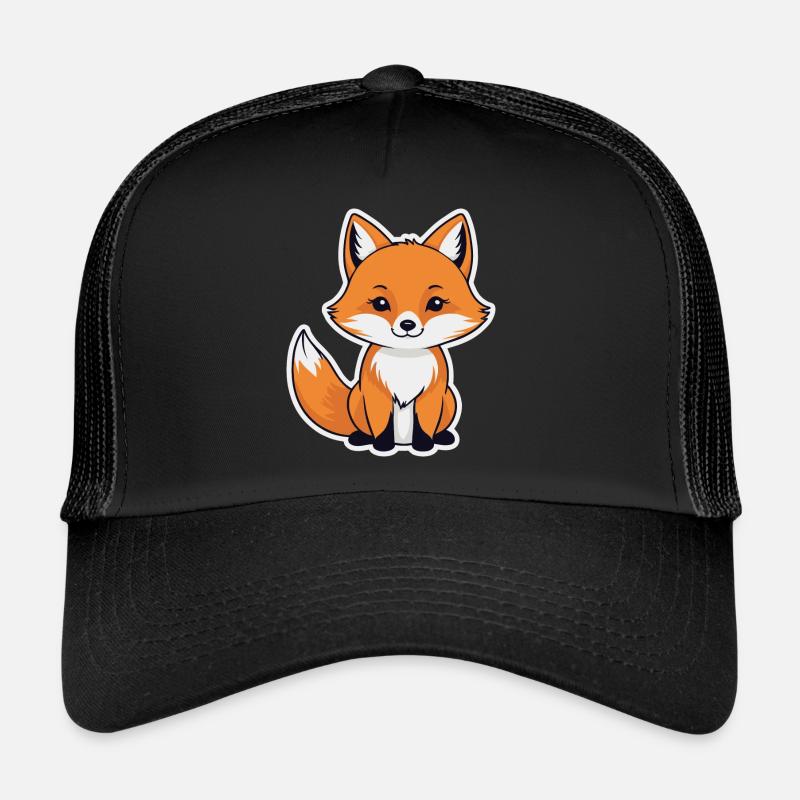 Illustration de renard - Casquette trucker - noir/noir