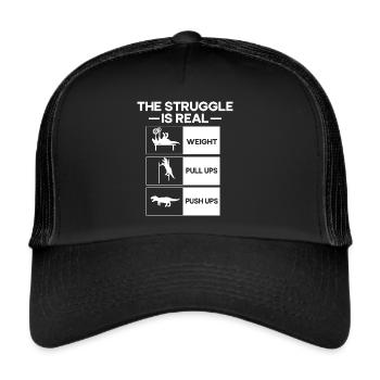 Der Kampf Ist Ein Echtes T-Rex Dinosaurier Fitness - Trucker Cap - Schwarz/Schwarz - Vorne
