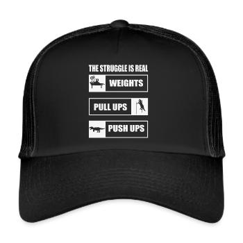 Der Kampf Ist Ein Echtes T-Rex Dinosaurier Fitness - Trucker Cap - Schwarz/Schwarz - Vorne