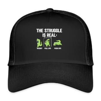 Der Kampf Ist Ein Echtes T-Rex Dinosaurier Fitness - Trucker Cap - Schwarz/Schwarz - Vorne