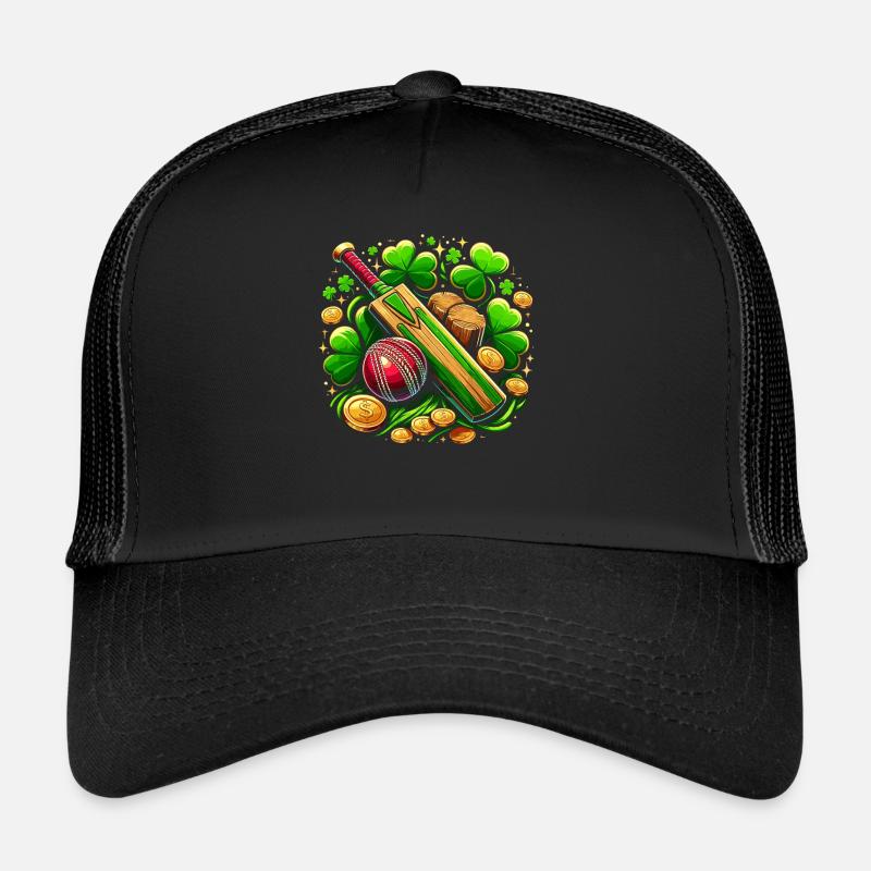 Cricket Kleeblatt St. Patricks Day Cricketspieler Heiliger Trucker Cap