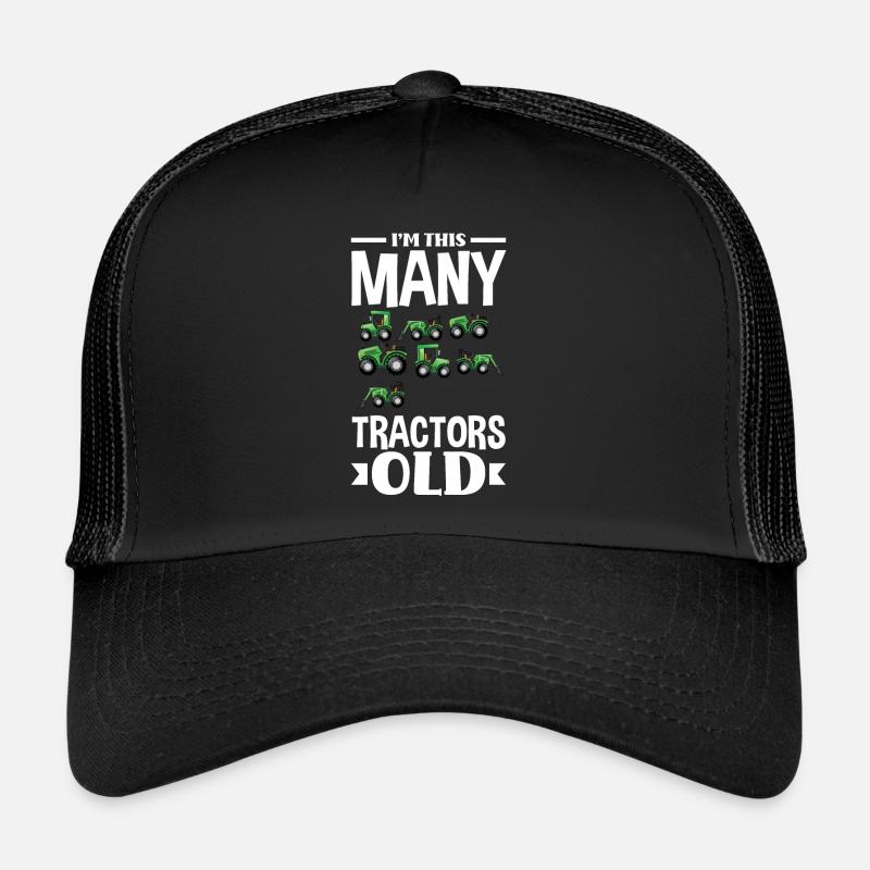 7. Geburtstag Traktor 7 Jahre Geburtstagsshirt - Trucker Cap - Schwarz/Schwarz
