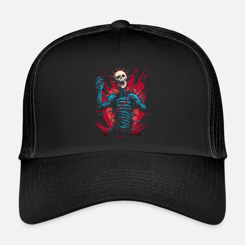 Squelette de crâne de tête d'aiguille d'horreur Casquette trucker 