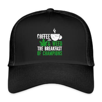 Weed Coffee Cannabis Stoner Caffeine Ganja - Trucker Cap - black/black - Front