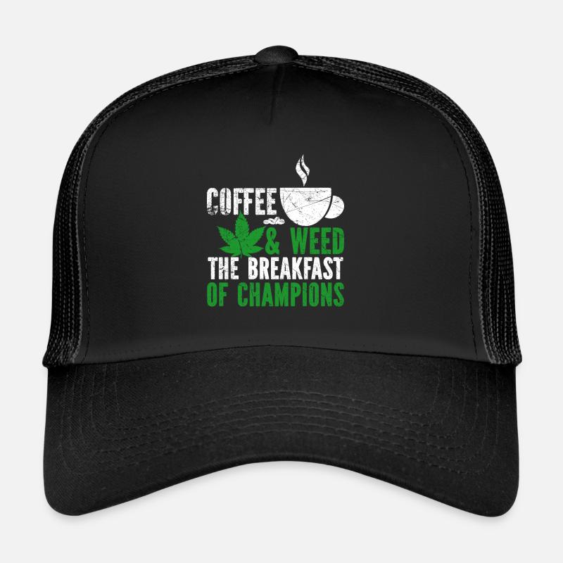 Weed Coffee Cannabis Stoner Caffeine Ganja Trucker Cap