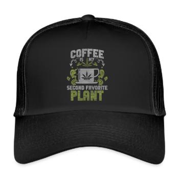 Weed Coffee Cannabis Stoner Caffeine Ganja - Trucker Cap - black/black - Front