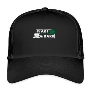 Weed Coffee Cannabis Stoner Caffeine Ganja - Trucker Cap - black/black - Front
