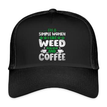 Weed Coffee Cannabis Stoner Caffeine Ganja - Trucker Cap - black/black - Front