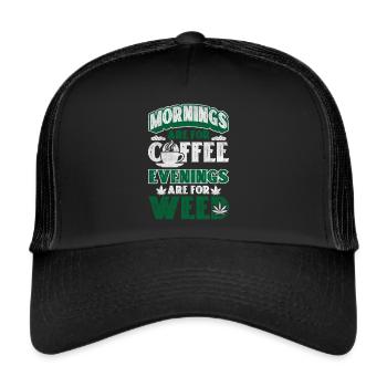 Weed Coffee Cannabis Stoner Caffeine Ganja - Trucker Cap - black/black - Front