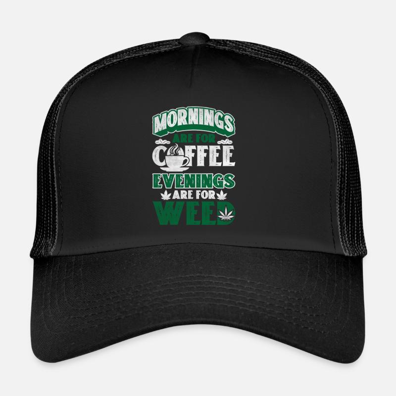 Weed Coffee Cannabis Stoner Caffeine Ganja Trucker Cap