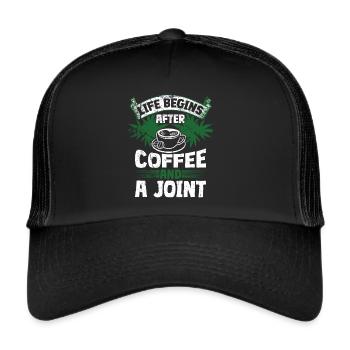 Weed Coffee Cannabis Stoner Caffeine Ganja - Trucker Cap - black/black - Front