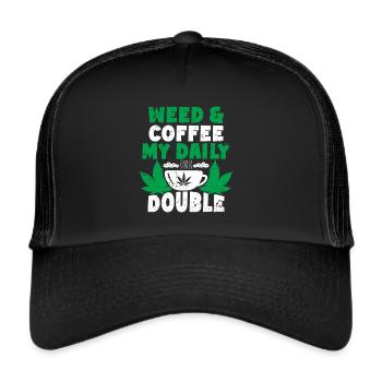 Weed Coffee Cannabis Stoner Caffeine Ganja - Trucker Cap - black/black - Front