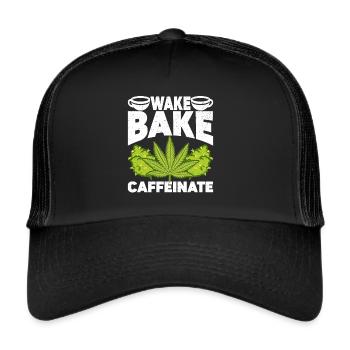 Weed Coffee Cannabis Stoner Caffeine Ganja - Trucker Cap - black/black - Front
