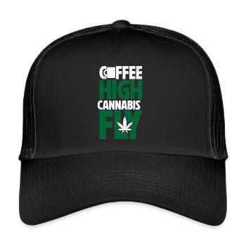 Weed Coffee Cannabis Stoner Caffeine Ganja - Trucker Cap - black/black - Front