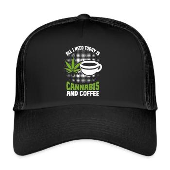 Weed Coffee Cannabis Stoner Caffeine Ganja - Trucker Cap - black/black - Front