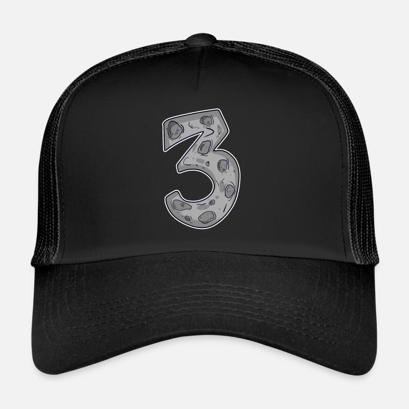 Trois - 3 - Numéro 3 - Numéro 3 - Casquette trucker  - noir/noir