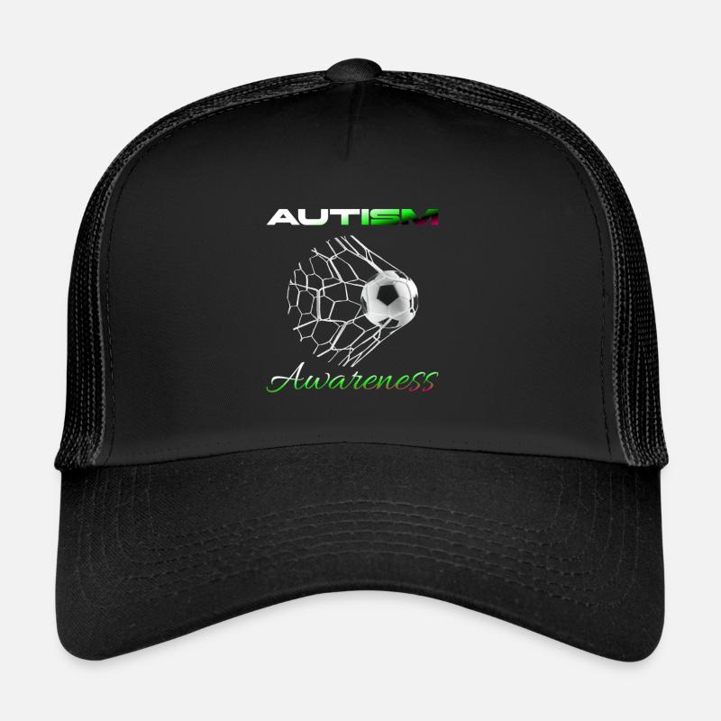 Fußball Mama Leben Autismus Bewusstsein - Trucker Cap - Schwarz/Schwarz