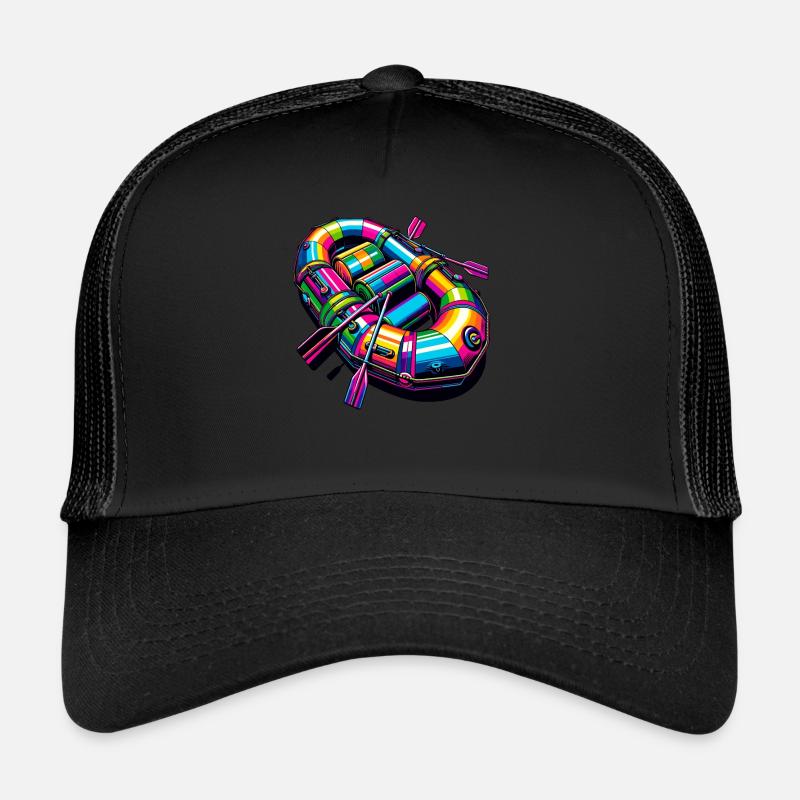 Colorful Pop Art River White Water Rafting Rafter Trucker Cap