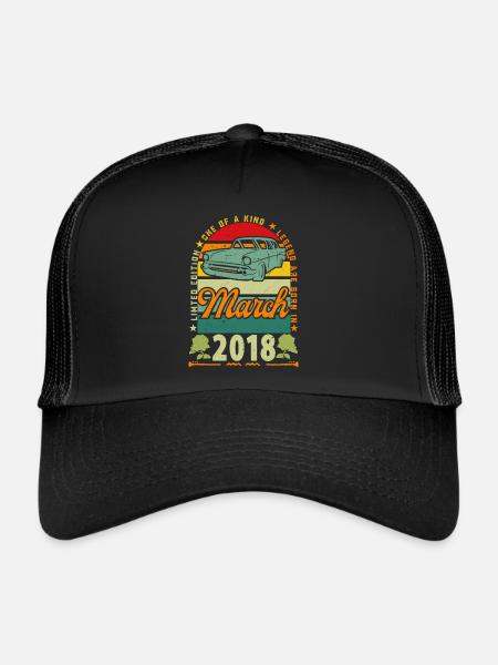 March 2018, March 2018, March 2018. - Trucker Cap - black/black - Front