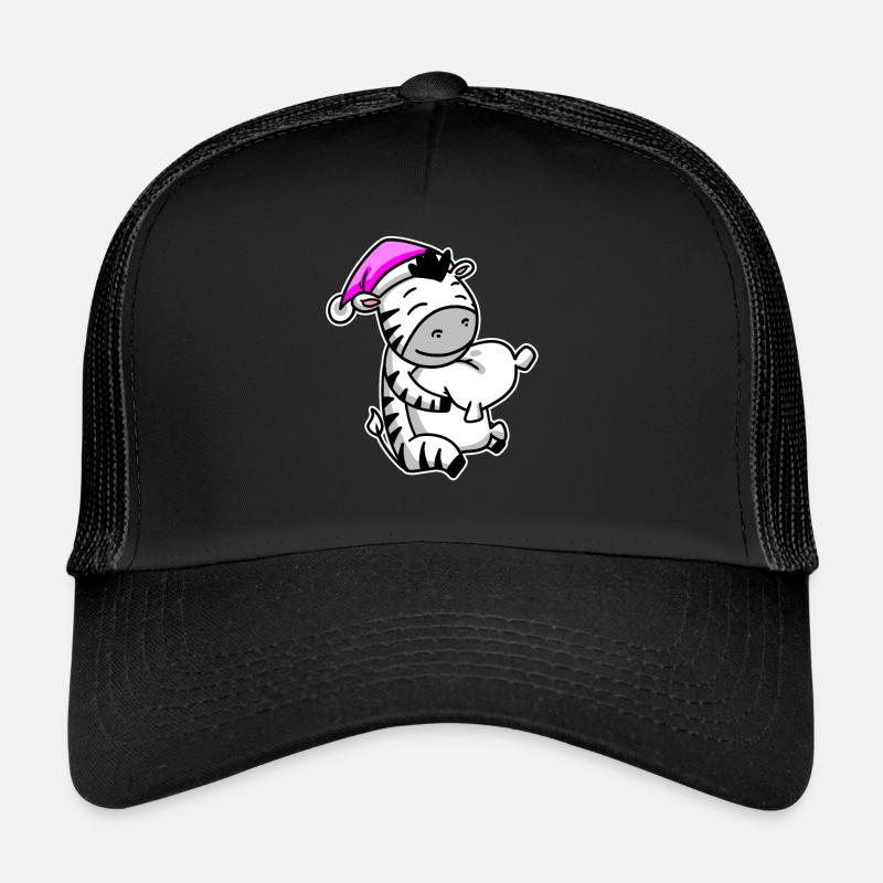 Zebra Müde Ausschlafen Schlafen Mädchen - Trucker Cap - Schwarz/Schwarz