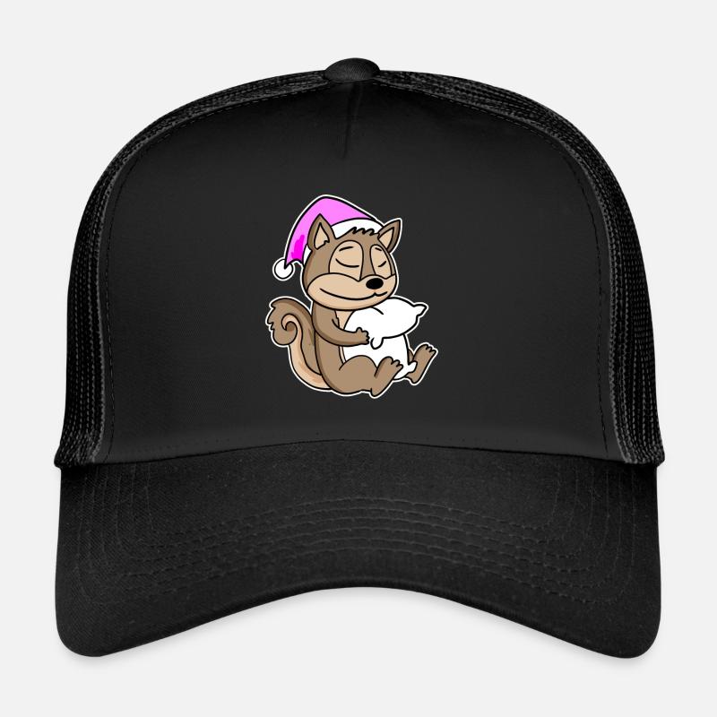 Eichhörnchen Müde Ausschlafen Schlafen Mädchen - Trucker Cap - Schwarz/Schwarz