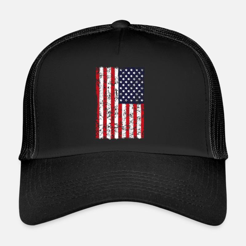 U.S. FLAG vertical - Trucker Cap - black/black