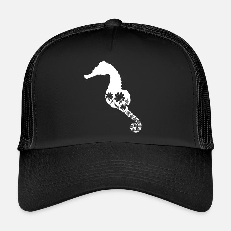 Hippocampe Fleurs Hippocampes Casquette trucker 