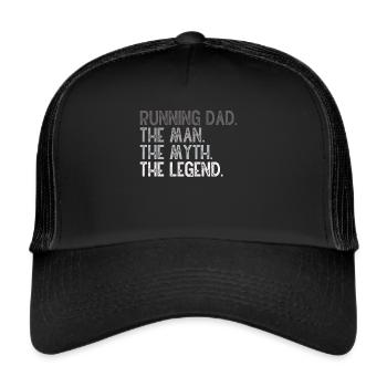 Running Dad Marathon Runner Trainer Marathoner - Trucker Cap - Schwarz/Schwarz - Vorne