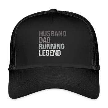 Running Dad Marathon Runner Trainer Marathoner - Trucker Cap - Schwarz/Schwarz - Vorne