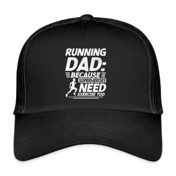 Running Dad Marathon Runner Trainer Marathoner - Trucker Cap - Schwarz/Schwarz - Vorne