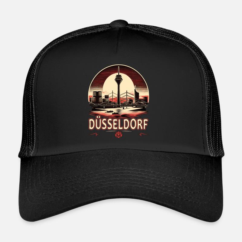 Düsseldorf Skyline Heart Love Home Casquette trucker 