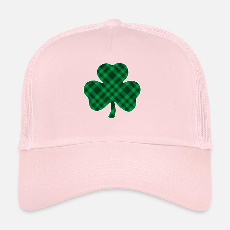 Buffle vert à carreaux trèfle Casquette trucker 