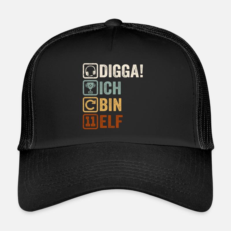 11 Geburtstag Geschenk 11. Zocker Gamer Spruch - Trucker Cap - Schwarz/Schwarz