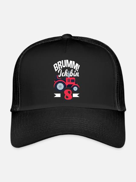 8e anniversaire tracteur 8 ans chemise d’anniversaire - Casquette trucker  - noir/noir - Devant