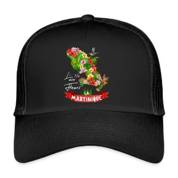 Ile aux Fleurs map of Martinique man woman - Trucker Cap - black/black - Front