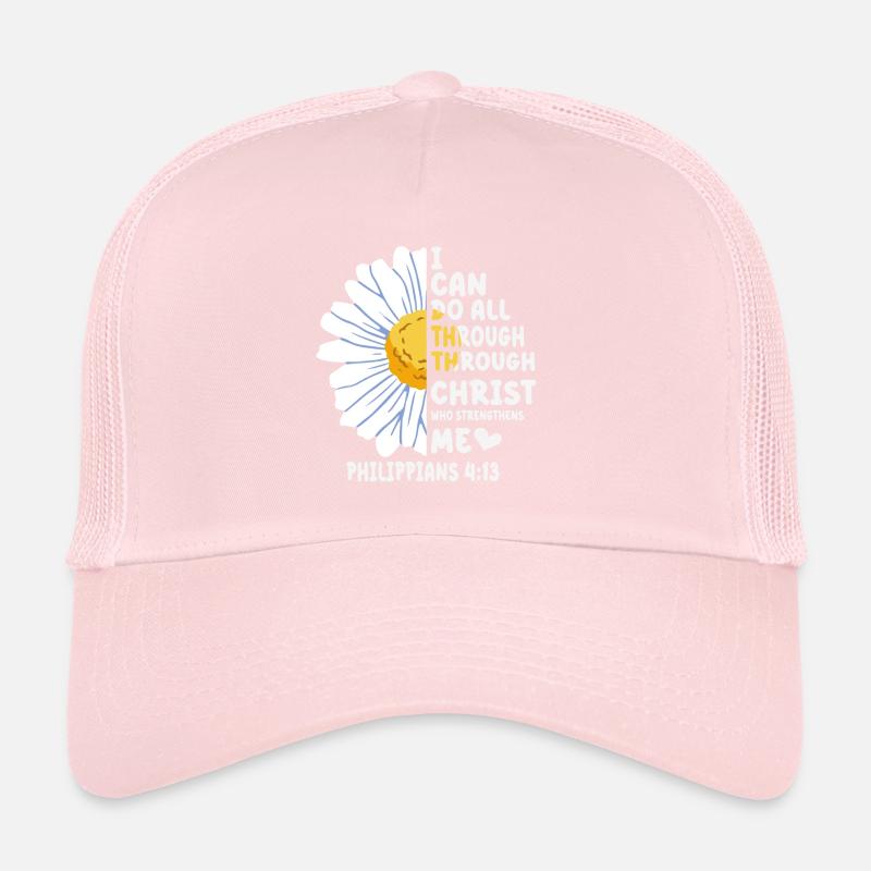 I Can Do All Things Through Christ Daisy Flower Trucker Cap