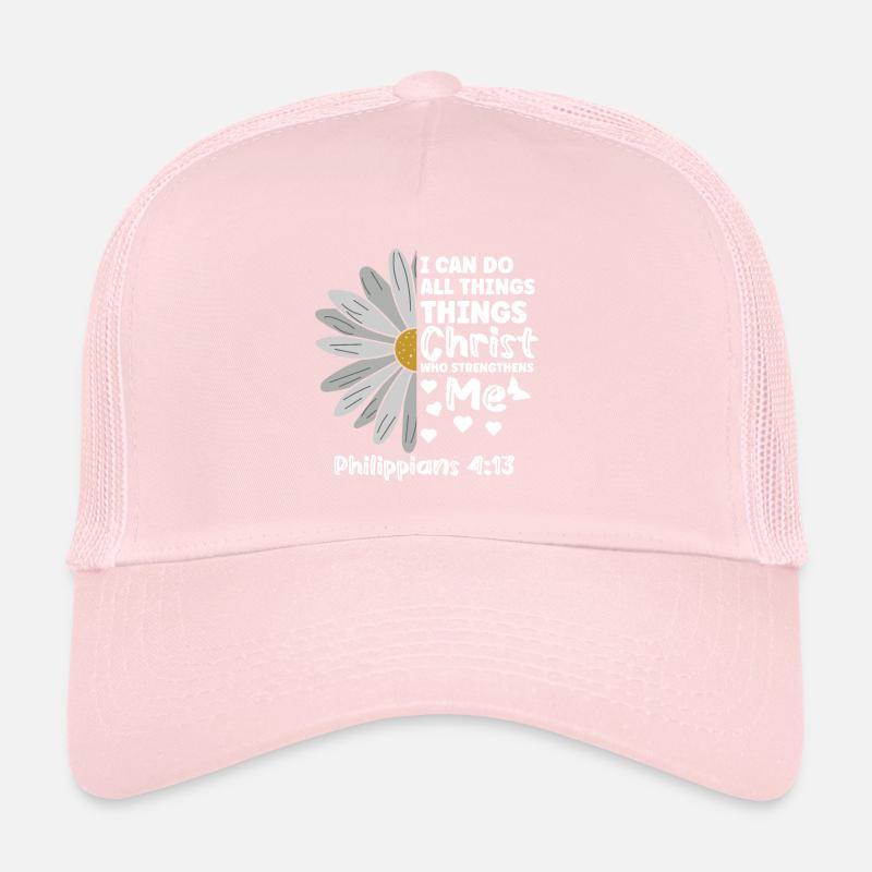 I Can Do All Things Through Christ Daisy Flower Trucker Cap