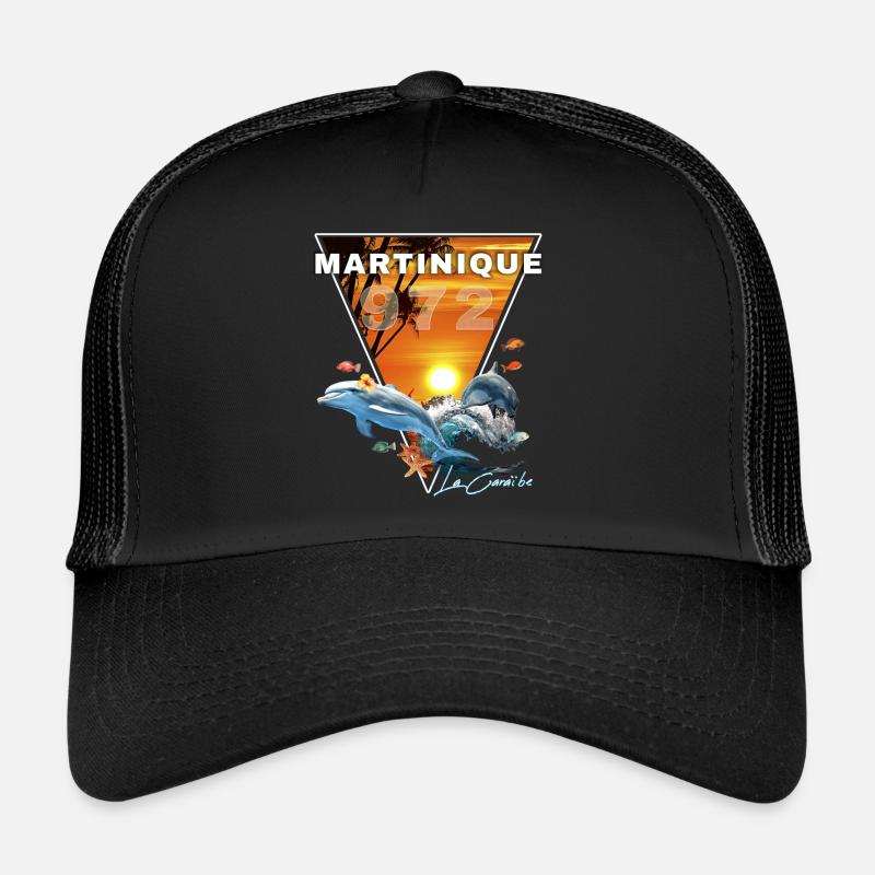 Martinique 972 Sunset Dolphin Coconut Palms Trucker Cap