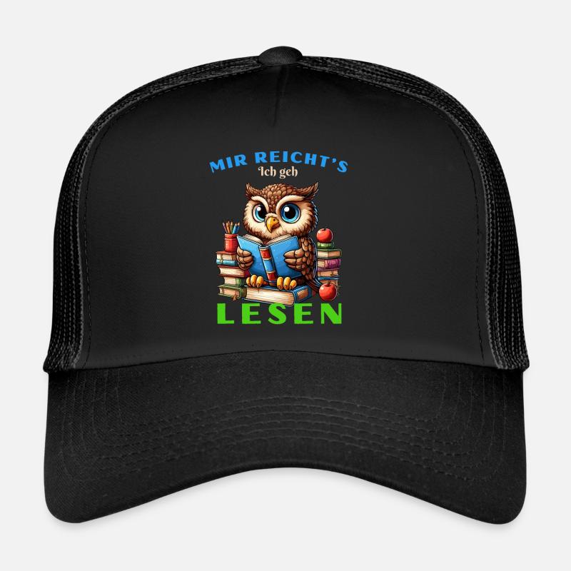 Mir reicht's Eule Eulen Uhu Buch Bücher Lesen Fun - Trucker Cap - Schwarz/Schwarz