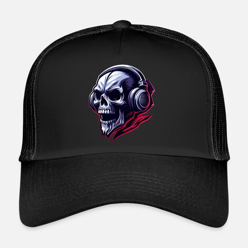 Skull Illustration - Trucker Cap - black/black