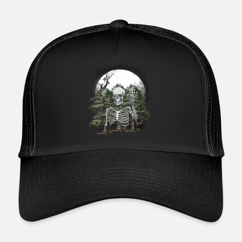Woodland Ghost Ghost Midnight Spooky Halloween Trucker Cap