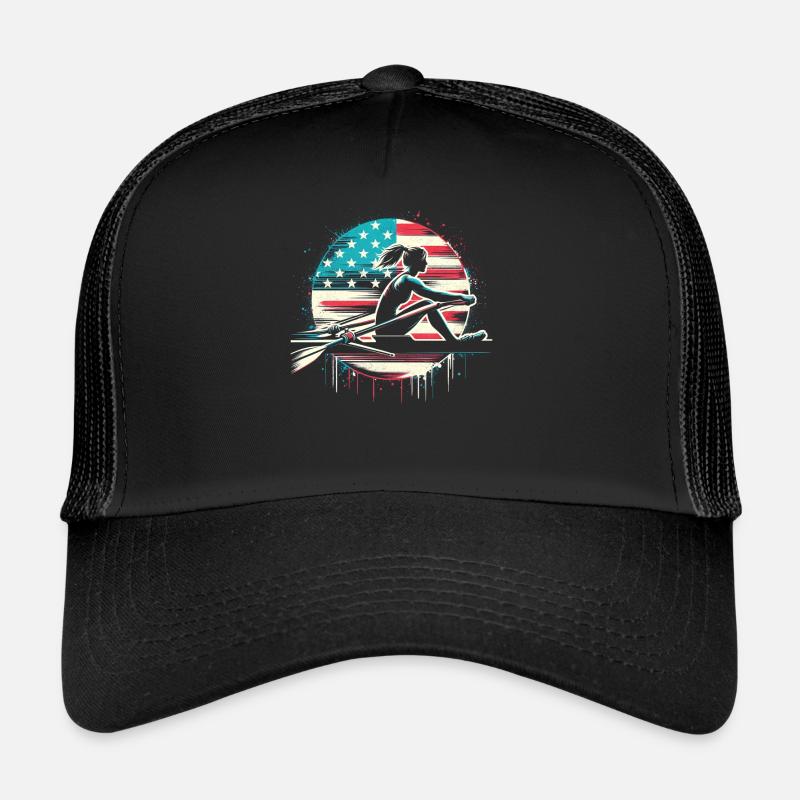 Rudernde Patriotin mit US-Flagge Trucker Cap