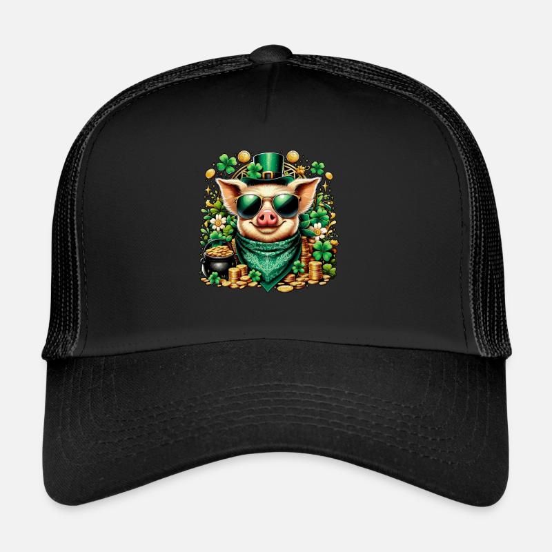 Cochon cool avec trèfle Casquette trucker 