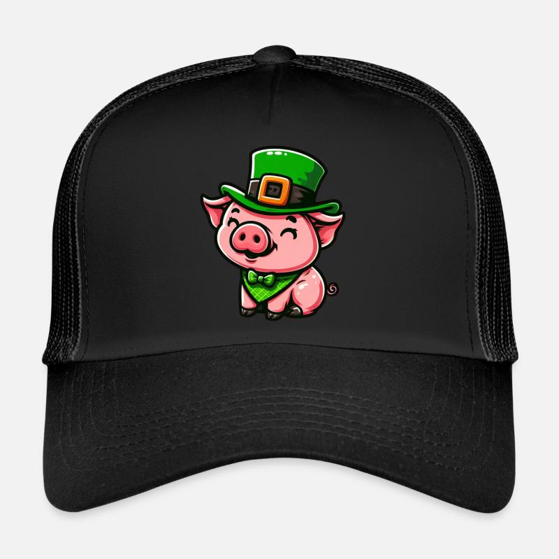 Dessin animé mignon de cochon de Saint-Patrick Casquette trucker 