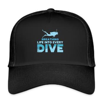 Plongée Plongeur Amoureux de l’océan - Casquette trucker  - noir/noir - Devant