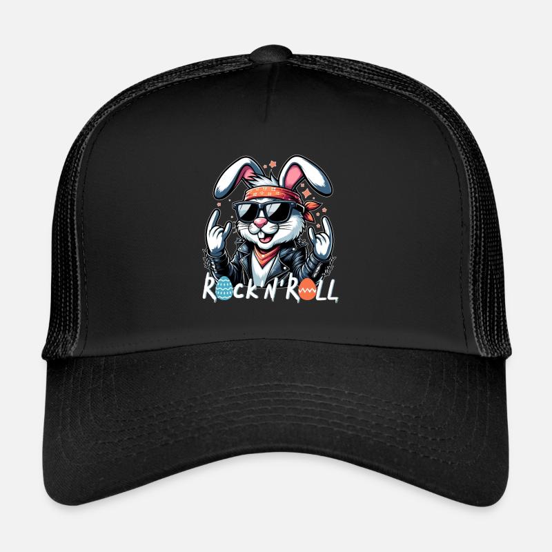 Easter Bunny Rock n Roll Easter Eggs Sunglasses Cool Trucker Cap