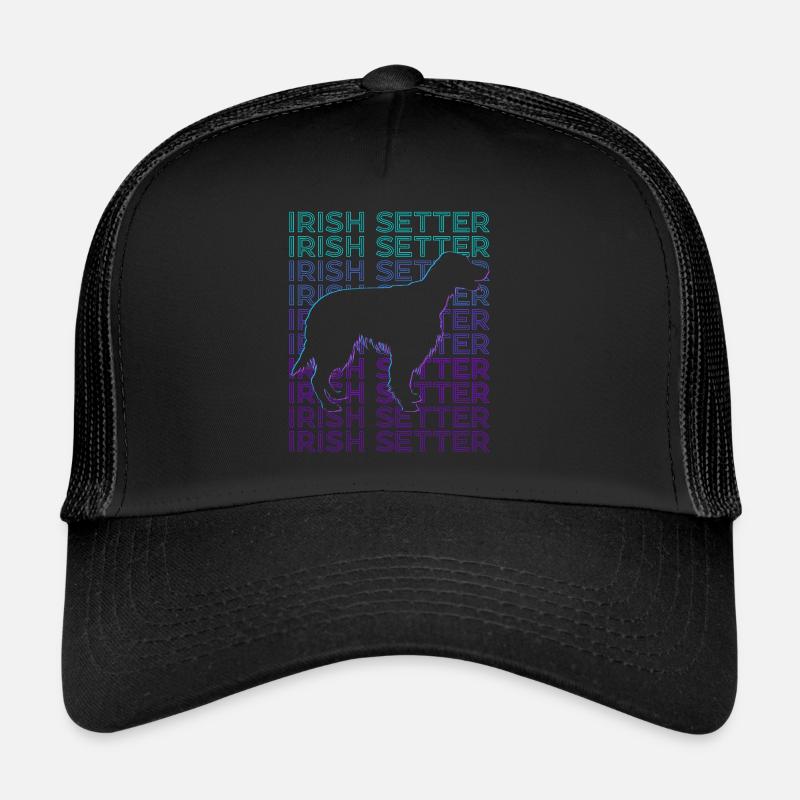 Irish Setter Hund Retro - Trucker Cap - Schwarz/Schwarz