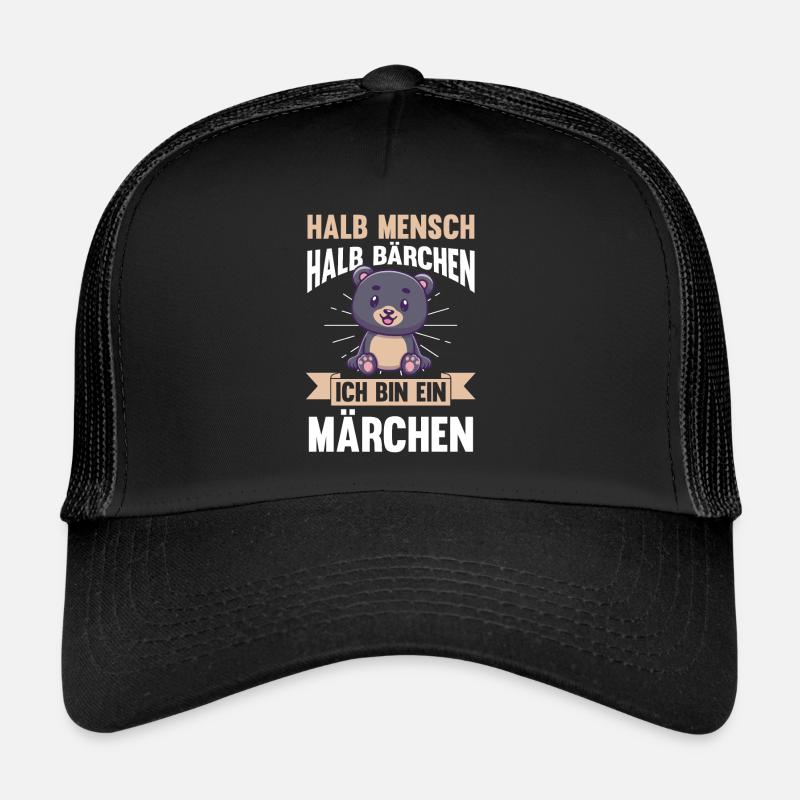 Halb Mensch Halb Bärchen - Trucker Cap - Schwarz/Schwarz