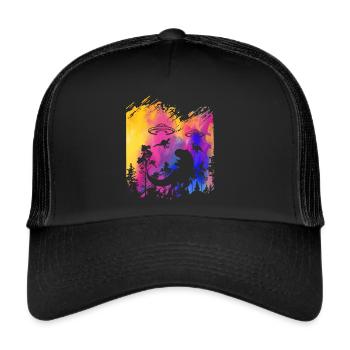 Enlèvement d’OVNI par un dinosaure extraterrestre - Casquette trucker  - noir/noir - Devant