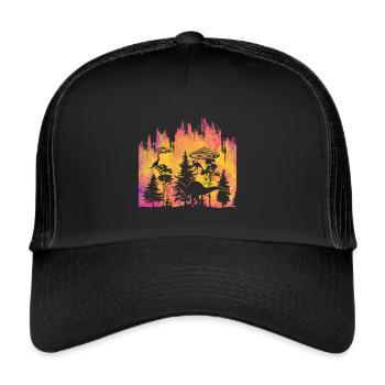 Außerirdischer Dinosaurier UFO Entführung - Trucker Cap - Schwarz/Schwarz - Vorne